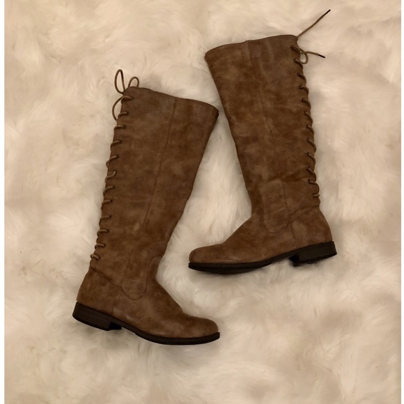 BAMBOO Shoes - Rustic Brown Lace-Up Back Riding Boots